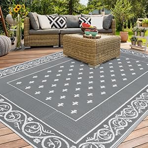 Pauwer Waterproof Outdoor Rug 9x12, Reversible Plastic Straw Patio Camping Rug - Image 6