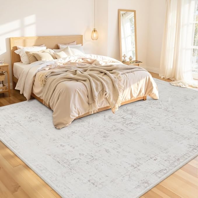 10x14 Area Rug for Living Room: Vintage Boho Neutral Washable Rug Indoor Soft - Image 2