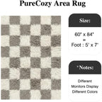 PureCozy Checkered Rug 5x7 for Living Room, Modern Grey Shag Rug Shag Rug Super - Image 2