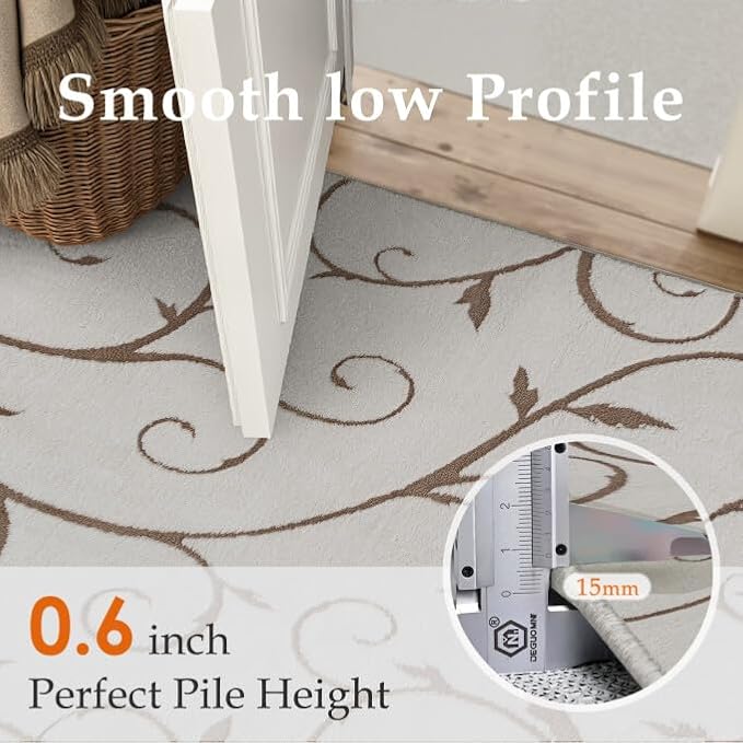 PureCozy Washable Neutral Area Rug 8x10 Beige Soft Shag Rugs - Image 5