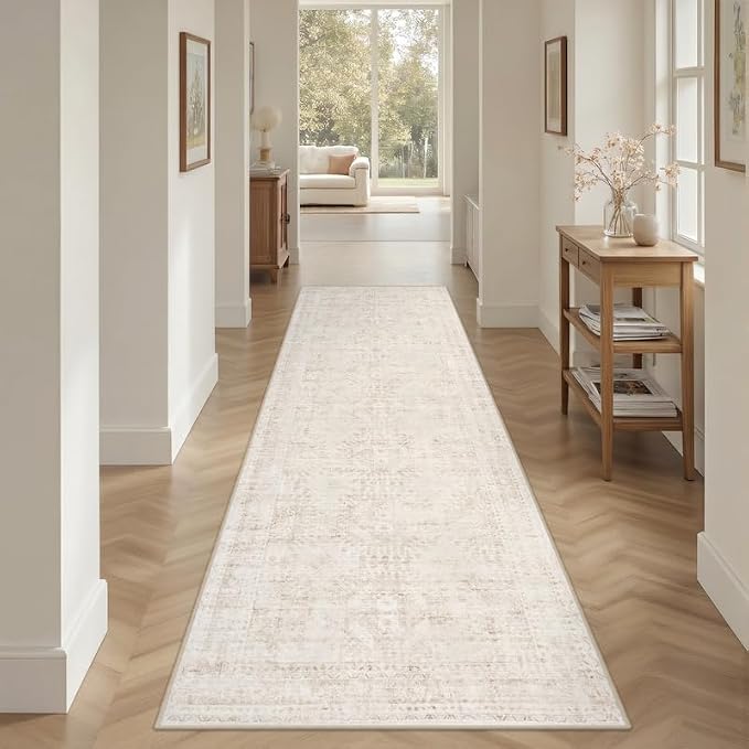2'6''x8' Hallway Washable Runner Rug: Vintage Boho Neutral Kitchen Rug Soft - Image 8