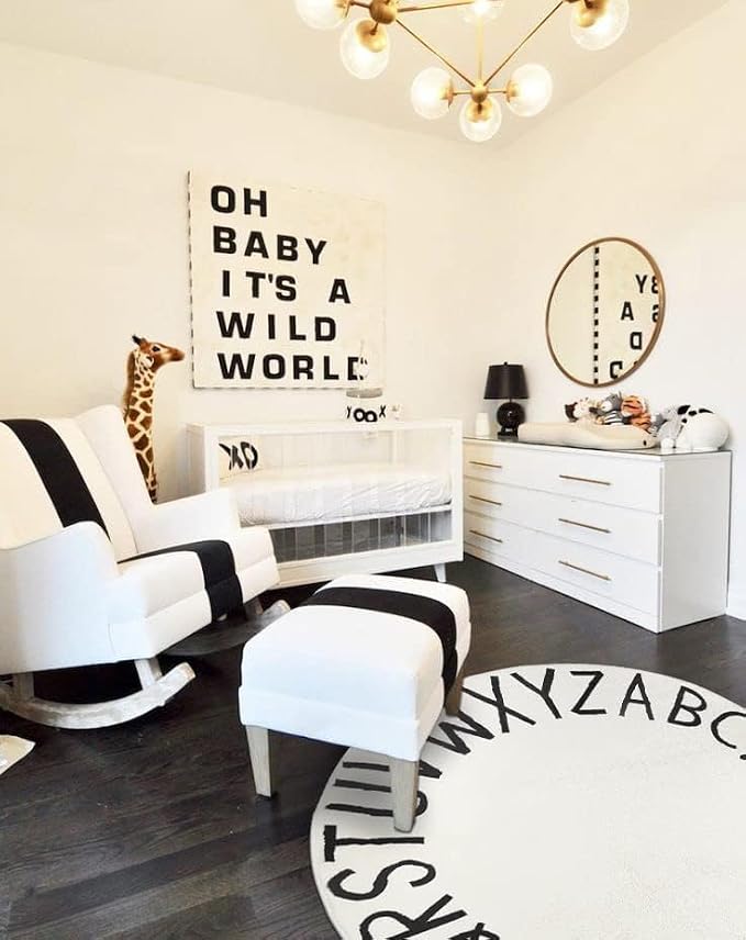Topotdor Round Kids Play Rug Alphabet Nursery Area Rug Extra Large Soft - Image 7