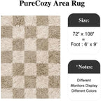 PureCozy Beige 6x9 Area Rugs for Living Room Soft Shag Checkered Large Rug - Image 2