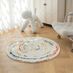 Poowe Round Boho Area Rug Nonslip Floor Carpet by Poowe