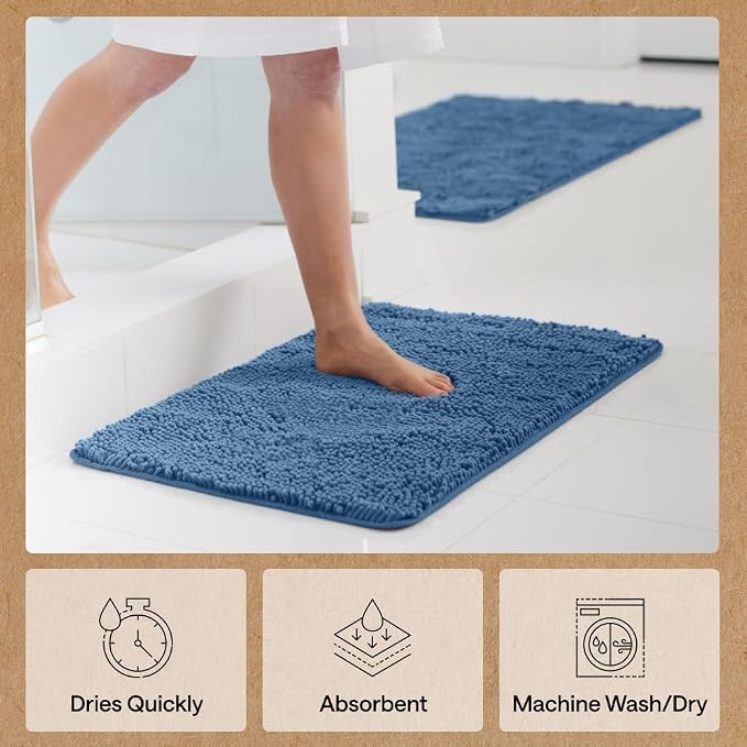GORILLA GRIP Bath Rug Mat 48x17, Thick Soft Absorbent Chenille, Quick Dry - Image 7