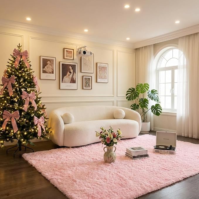 Mugorn Pink Fluffy Soft Rugs for Girls Bedroom, 5x7 Ft Large Shaggy Area Rugs - Image 8