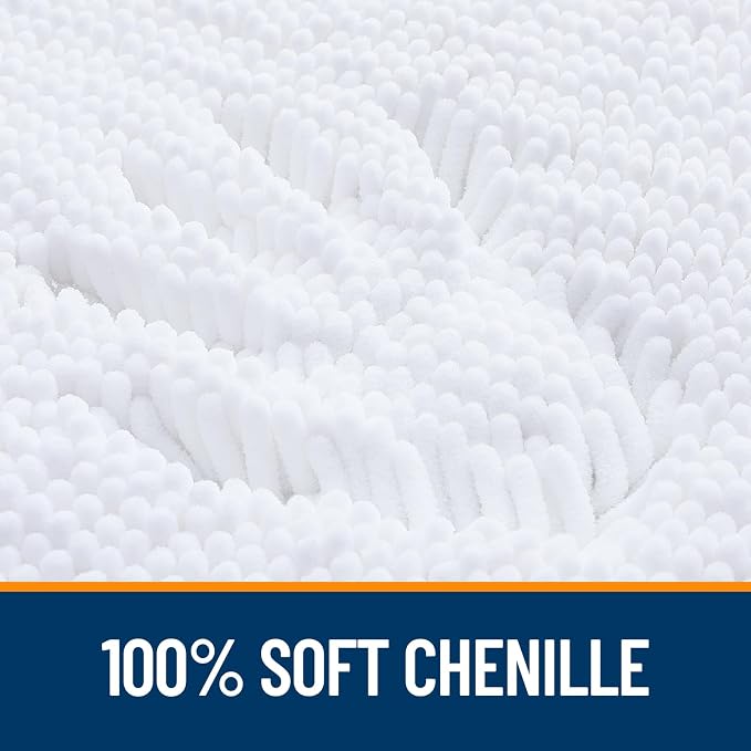 OLANLY Bathroom Rugs 32x20, Extra Soft Absorbent Chenille Bath Rugs, Rubber - Image 3