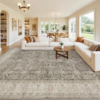 Area Rugs 9x12 Living Room: Vintage Boho Neutral Washable Rug Indoor Soft Large - Image 8