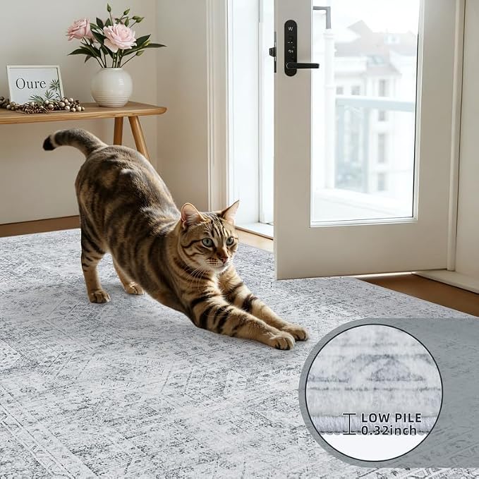 2'6''x8' Hallway Washable Runner Rug: Vintage Boho Neutral Kitchen Rug Soft - Image 5