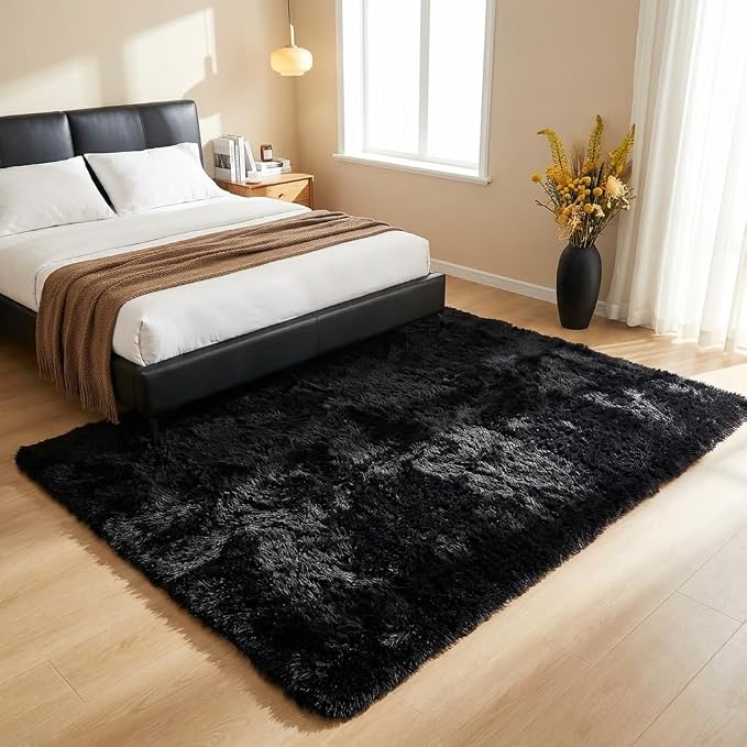 Mugorn Black Rugs for Living Room, 4x6 Feet Large Fluffy Area Rugs for Bedroom - Image 9