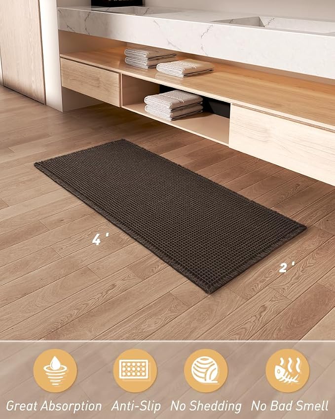 Upgraded Waffle Runner Rug Super Absorbent Non Slip Bath Mats - Image 6