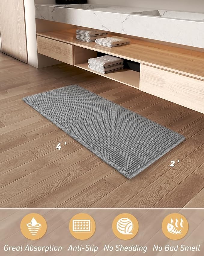 Upgraded Waffle Runner Rug, Super Absorbent Non Slip Bath Mats - Image 6