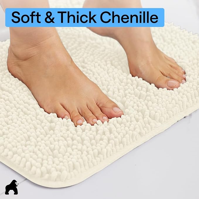 GORILLA GRIP Plush Absorbent Shaggy Chenille Bath Rug Mat - Image 5