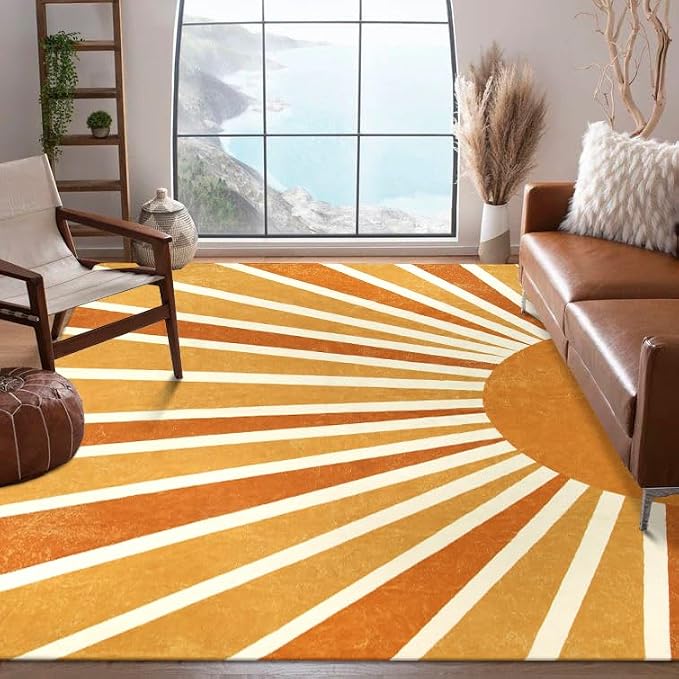 Lahome Rainbow Sun Area Rug: 8'x10' Ultra-Thin & Lightweight Machine Washable by Lahome