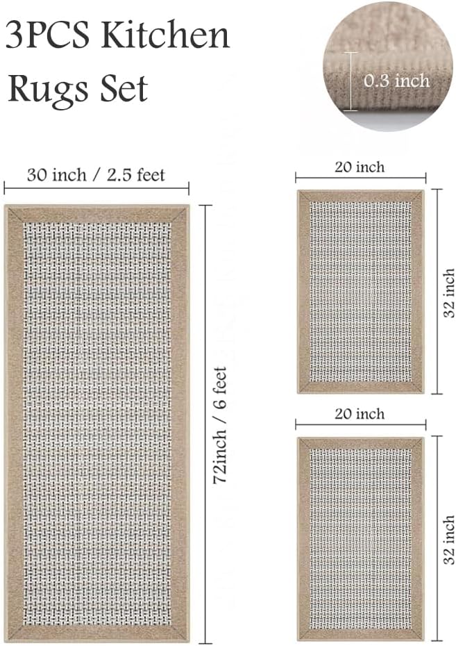 PADOOR Non Slip Kitchen Rugs Sets of 3 - Image 2