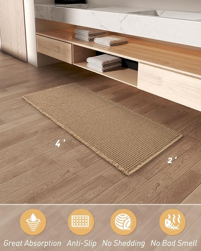 Upgraded Waffle Runner Rug Super Absorbent Non Slip Bath Mats - Image 6