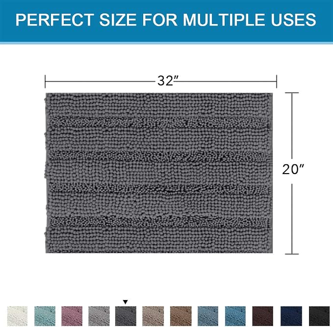 H.VERSAILTEX Bath Rugs for Bathroom Non Slip Bath Mats Extra Thick Chenille - Image 2