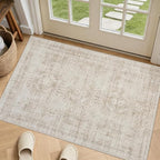 Machine Washable Area Rugs 2x3: Vintage Boho Neutral Washable Rug Indoor Soft by Luxturiy