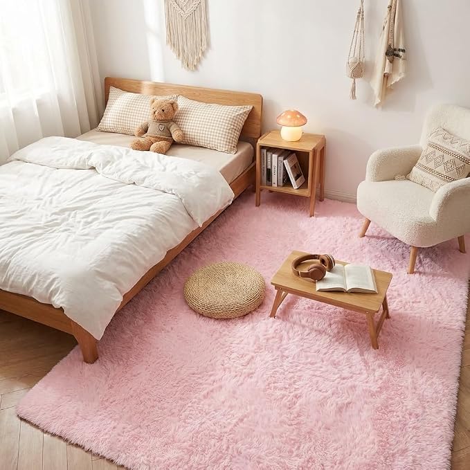 Mugorn Pink Fluffy Soft Rugs for Girls Bedroom, 3x5 Ft Small Shaggy Area Rugs - Image 7