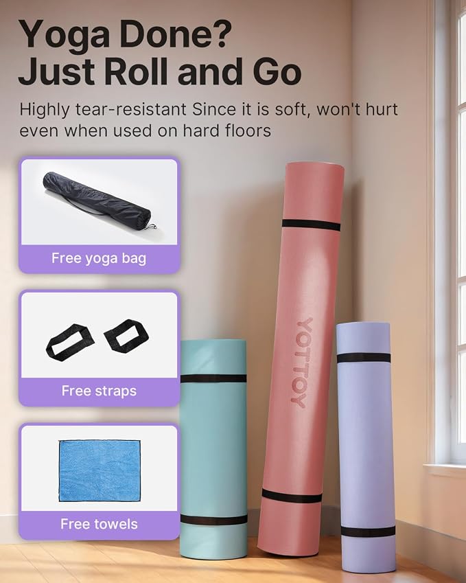 YOTTOY Large Yoga Mat, Extra Wide TPE Exercise Mat, Non-Slip Workout Mat - Image 7