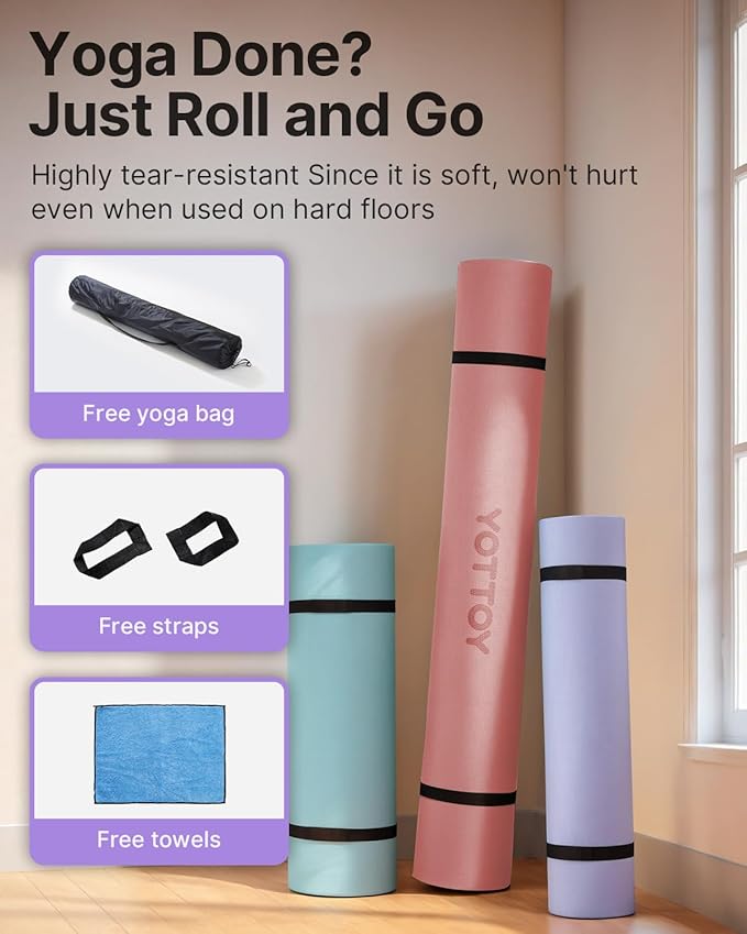 YOTTOY Large Yoga Mat, Extra Wide TPE Exercise Mat, Non-Slip Workout Mat - Image 6