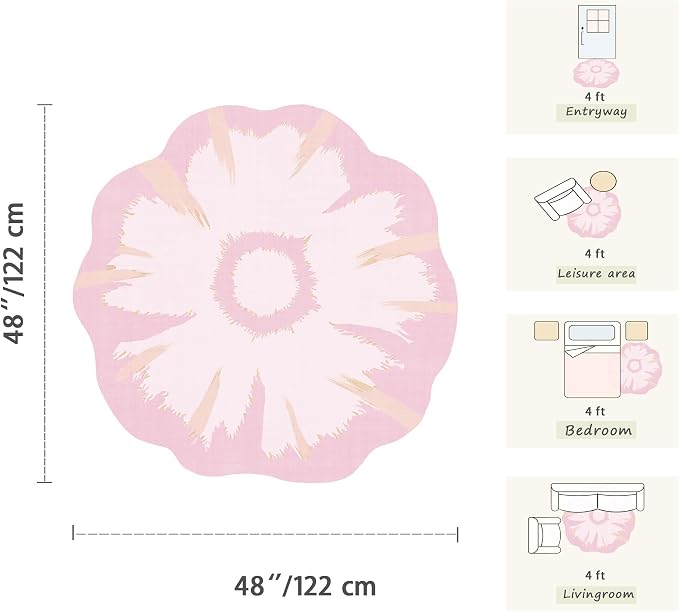 Latte&Fog 4ft Pink Round Circle Rug - Image 2