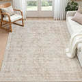 4x6 Area Rugs for Living Room: Vintage Boho Neutral Washable Rug Indoor Soft by Luxturiy