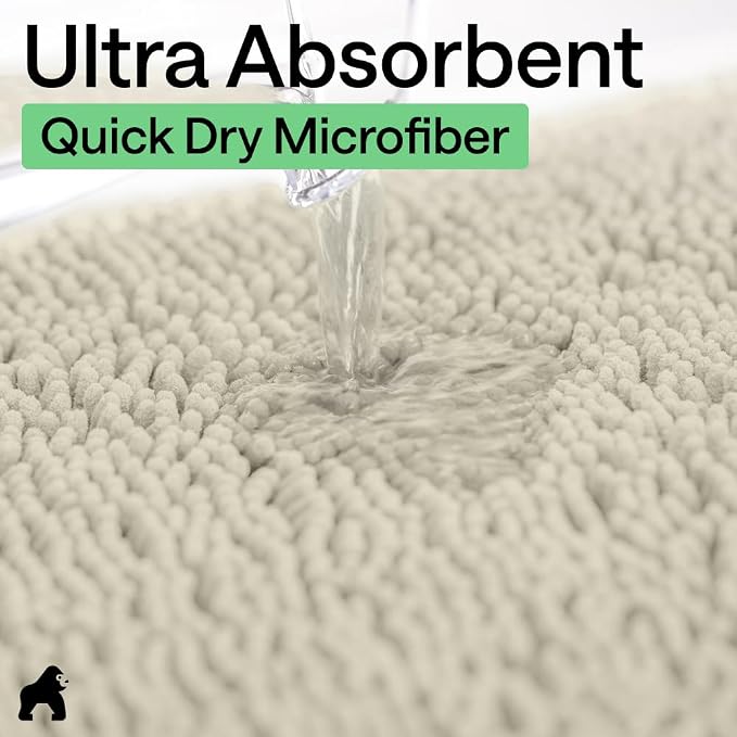 GORILLA GRIP Bath Rug Mat 60x24, Thick Absorbent Chenille, Quick Dry Microfiber - Image 5