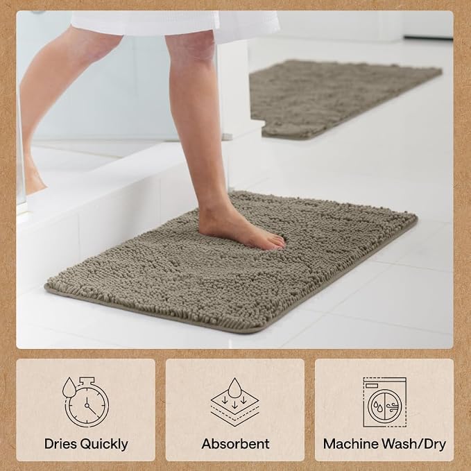 GORILLA GRIP Bath Rug Mat 60x24, Thick Soft Absorbent Chenille, Quick Dry - Image 7