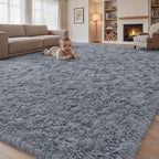Area Rugs 9x12 Living Room Bedroom: Soft Fluffy Shag Rugs Upgrade Non-Slip High by EXPEDIX