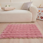 Dusty Rose Rabbit Plush Rug 2'x3', Fluffy Faux Fur Shaggy Area Rug - Image 2