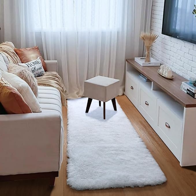 ONASAR White Runner Rugs for Bedroom Living Room, Luxury Bedside Fluffy Area - Image 5