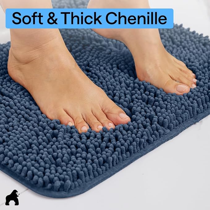 GORILLA GRIP Bath Rug Mat 60x24, Soft Absorbent Chenille, Quick Dry Microfiber - Image 4