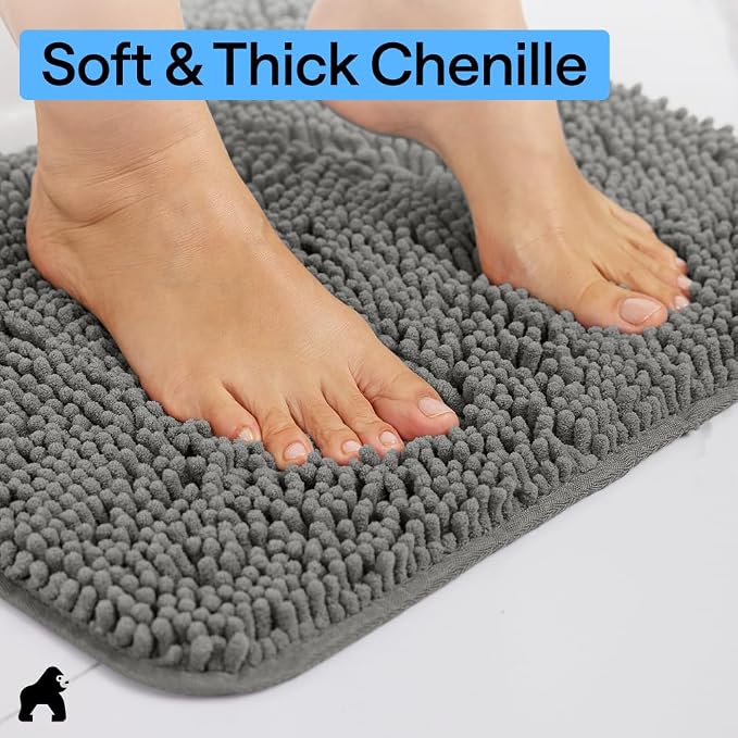GORILLA GRIP Bath Rug Mat, Thick Soft Absorbent Chenille, Quick Dry Microfiber - Image 4