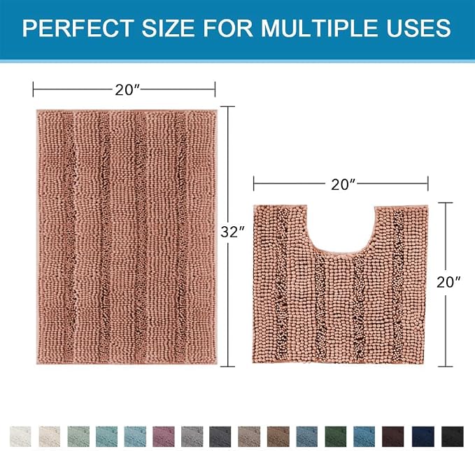 H.VERSAILTEX Bathroom Rugs Bath Rug Set 2 Piece Bathroom Contour Rug Toilet Mat - Image 2