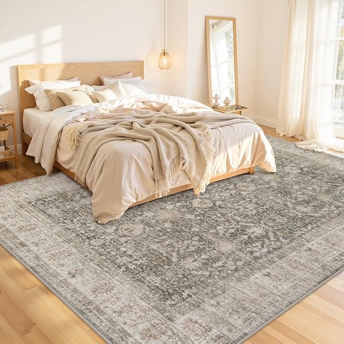 Area Rugs 9x12 Living Room: Vintage Boho Neutral Washable Rug Indoor Soft Large - Image 2