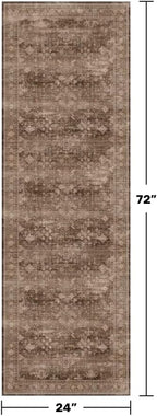 Brown Boho Washable 2x6 Runner Rugs - Image 2