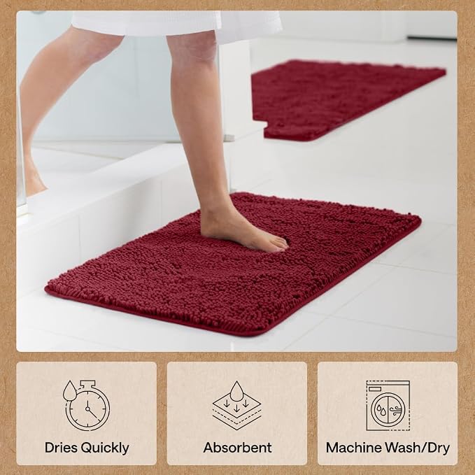 GORILLA GRIP Bath Rug Mat 44x26, Soft Absorbent Chenille, Quick Dry Microfiber - Image 7