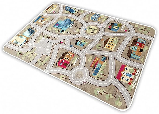 Kid Rug Carpet Playmat for Toy Cars and Train，Play Area Rug by IKITOT