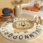 Poowe Cute Lion ABC Kids Play Mat Baby Nursery Rug Round Educational Alphabet - Image 2