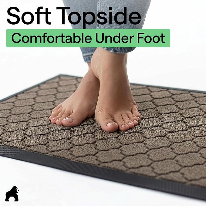GORILLA GRIP 100% Waterproof All-Season WeatherMAX Doormat, US Designed Natural - Image 8