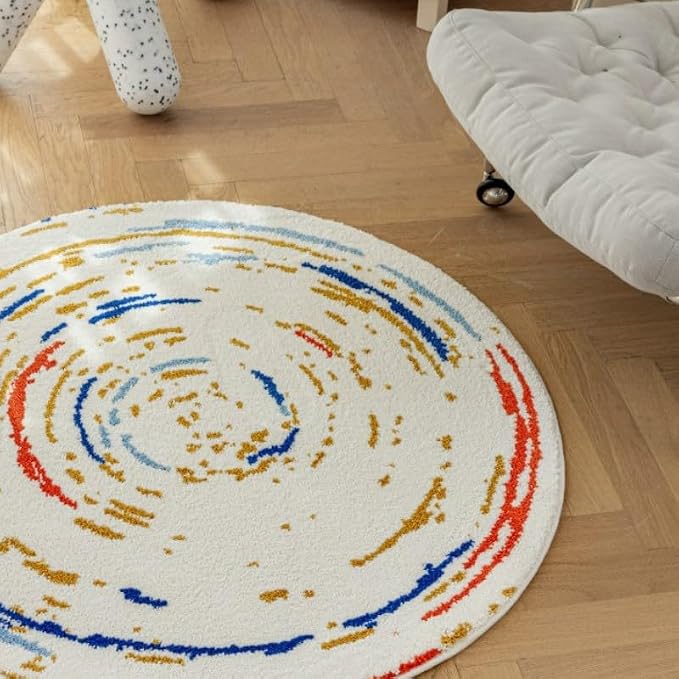 Poowe Round Boho Area Rug Nonslip Floor Carpet - Image 8