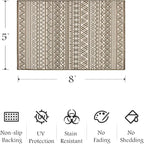 Outdoor Rug Carpet 5x8 ft, Flatweave Textured Outdoor Patio Rug Non Slip Indoor - Image 2