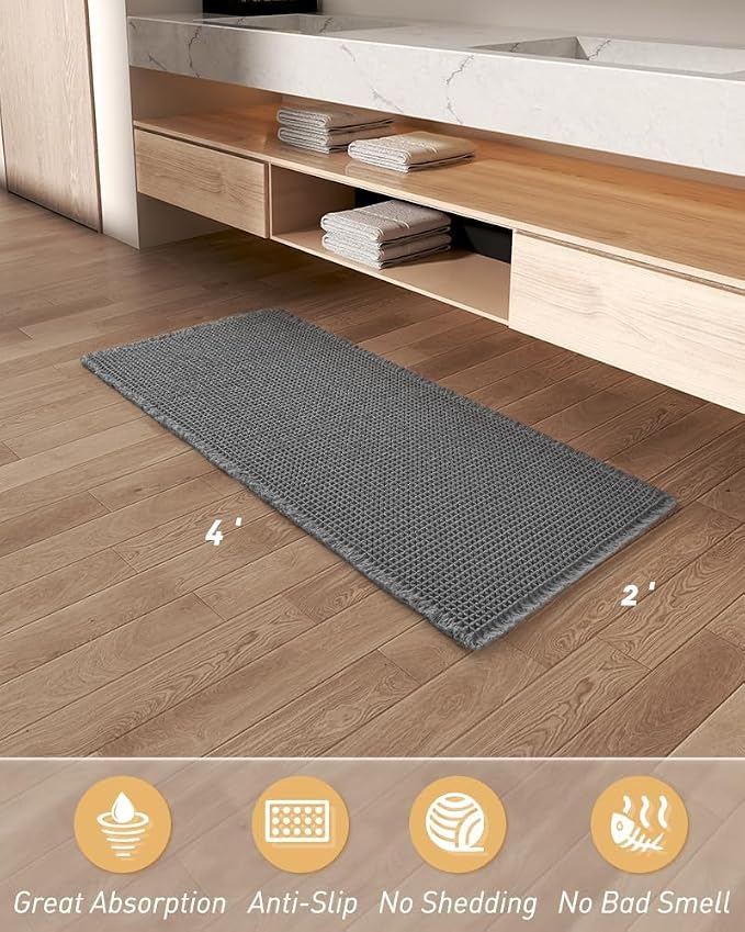 Upgraded Waffle Runner Rug, Super Absorbent Non Slip Bath Mats - Image 6