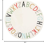 Topotdor Rainbow Round Kids Play Rug Alphabet Nursery Area Rug Extra Large Soft - Image 3