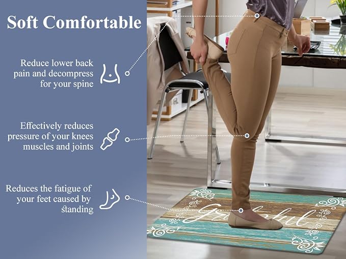 HEBE Anti Fatigue Kitchen Mat Set of 2 Non Slip Cushioned Kitchen Mats - Image 6