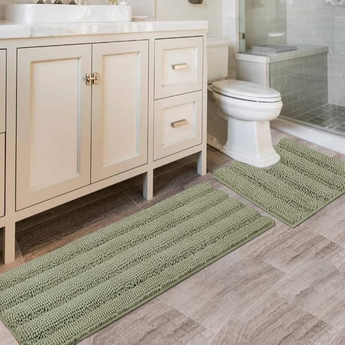H.VERSAILTEX Bathroom Rug Sets 2 Piece Bath Mats Non Slip Thick Soft Chenille by HVERSAILTEX
