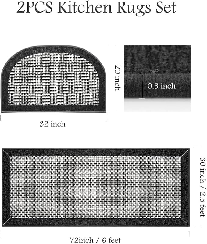 PADOOR Non Slip Kitchen Rugs Sets of 2 - Image 2