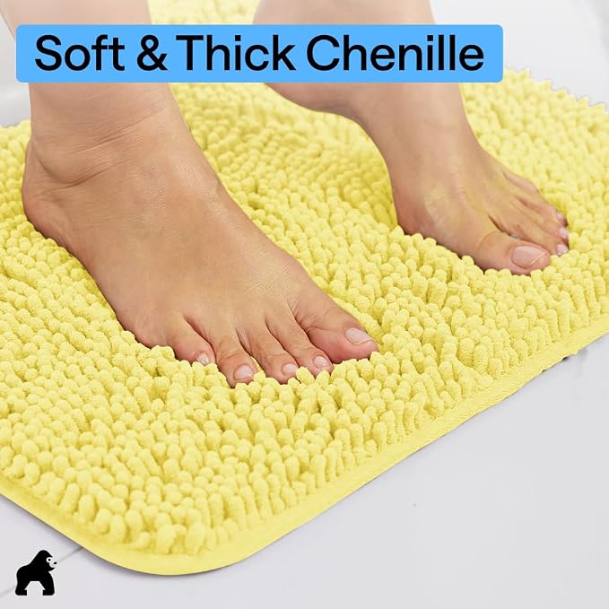GORILLA GRIP Bath Rug Mat 44x26, Thick Soft Absorbent Chenille, Quick Dry - Image 4