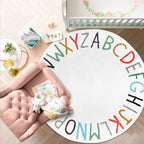 Topotdor Rainbow Round Kids Play Rug Alphabet Nursery Area Rug Extra Large Soft - Image 2